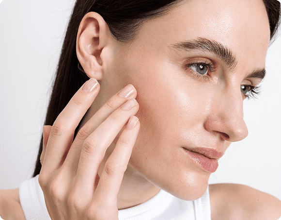 Close-up of woman with clear skin